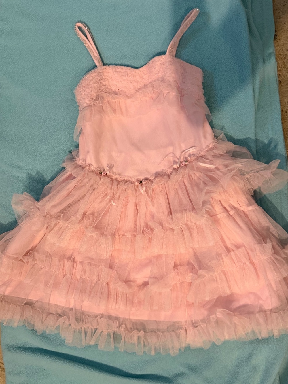 Girls Pink Tulle Ruffled Party Dress